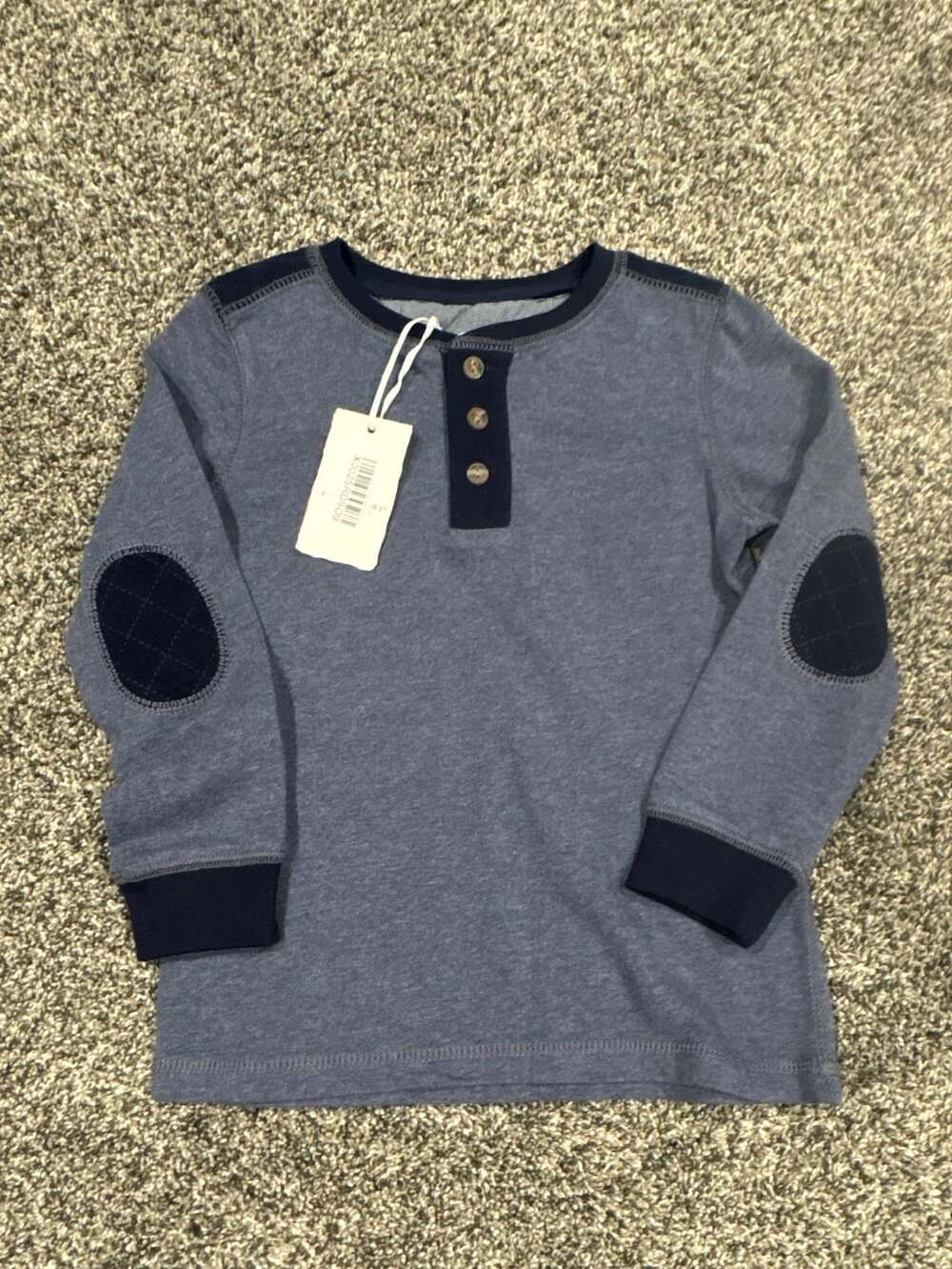Hope & Henry Henley Shirt Size XS Blue Elbow Patches